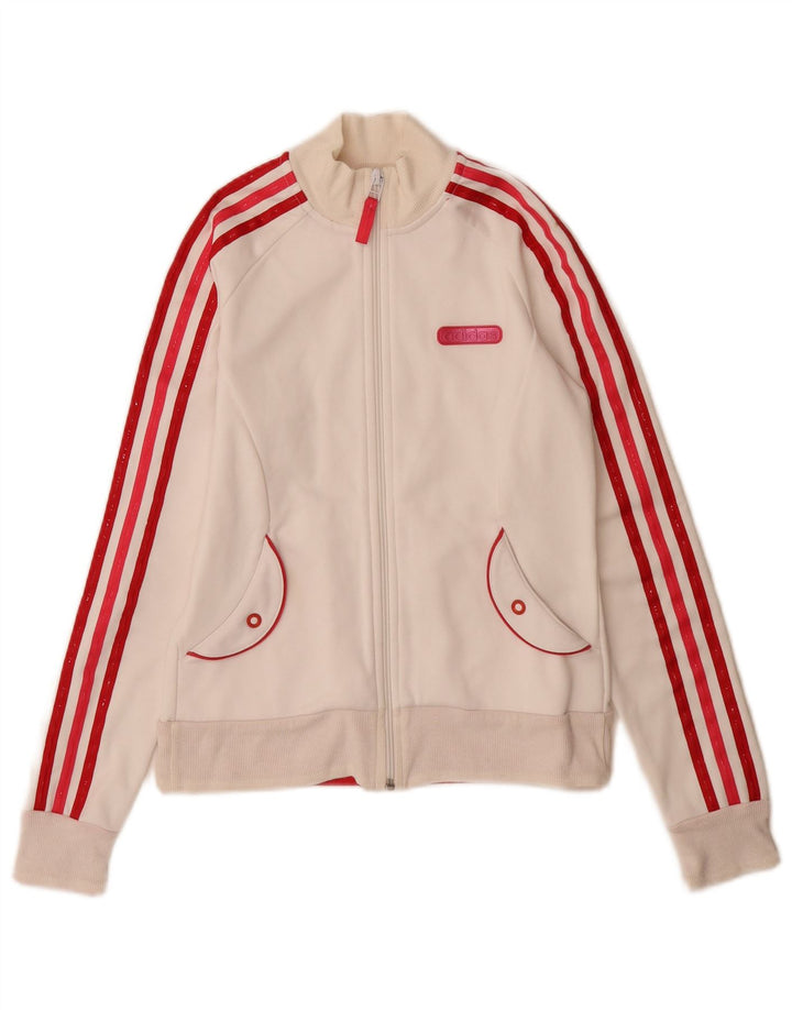 Adidas Damen Grafik-Trainingsanzug-Oberteiljacke UK 8 Small Off White Polyester