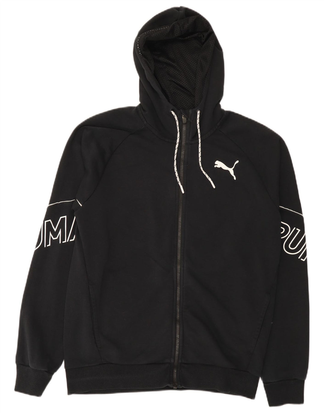 Puma Herren-Kapuzenpullover mit grafischem Reißverschluss, mittelschwarz, Baumwolle