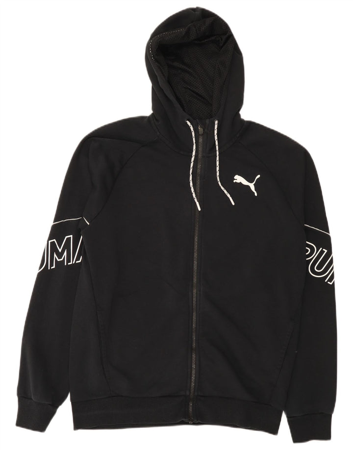 Puma Herren-Kapuzenpullover mit grafischem Reißverschluss, mittelschwarz, Baumwolle