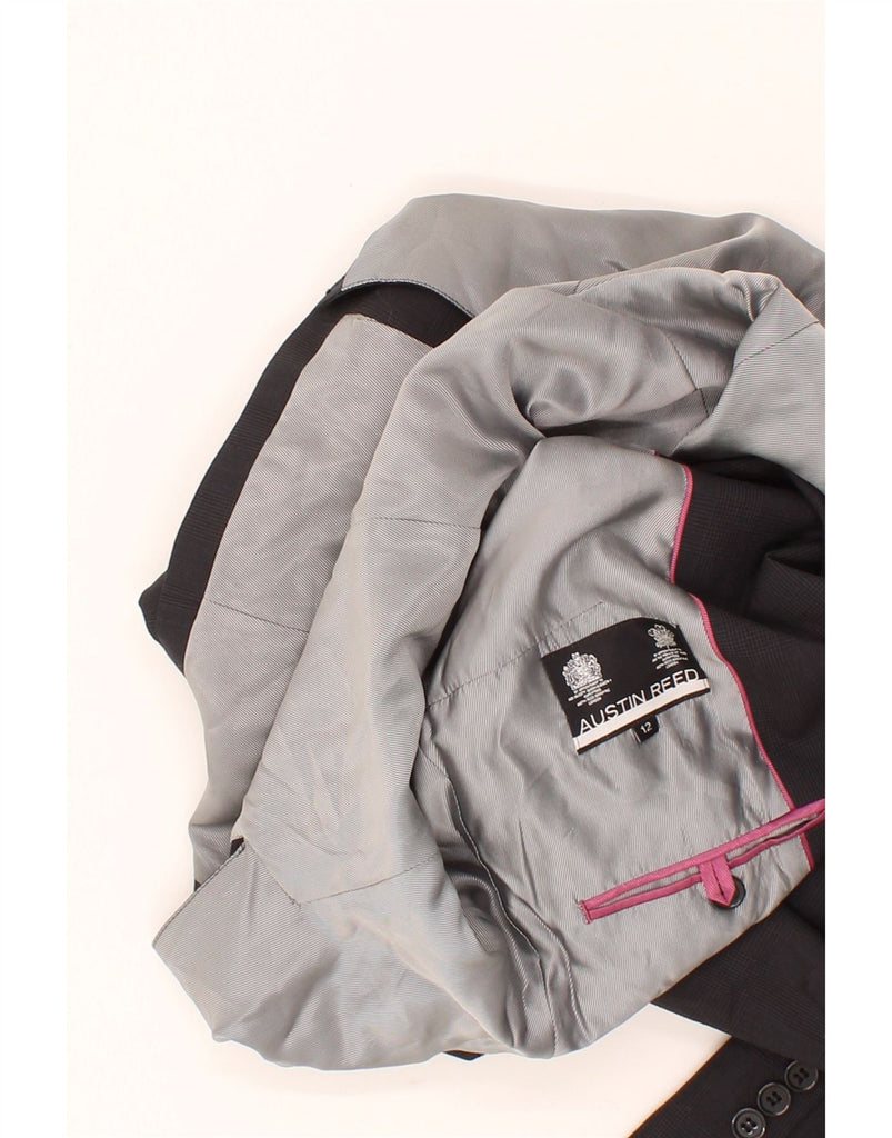 AUSTIN REED Womens 1 Button Blazer Jacket UK 12 Medium Grey Wool Vintage Austin Reed and Second-Hand Austin Reed from Messina Hembry 