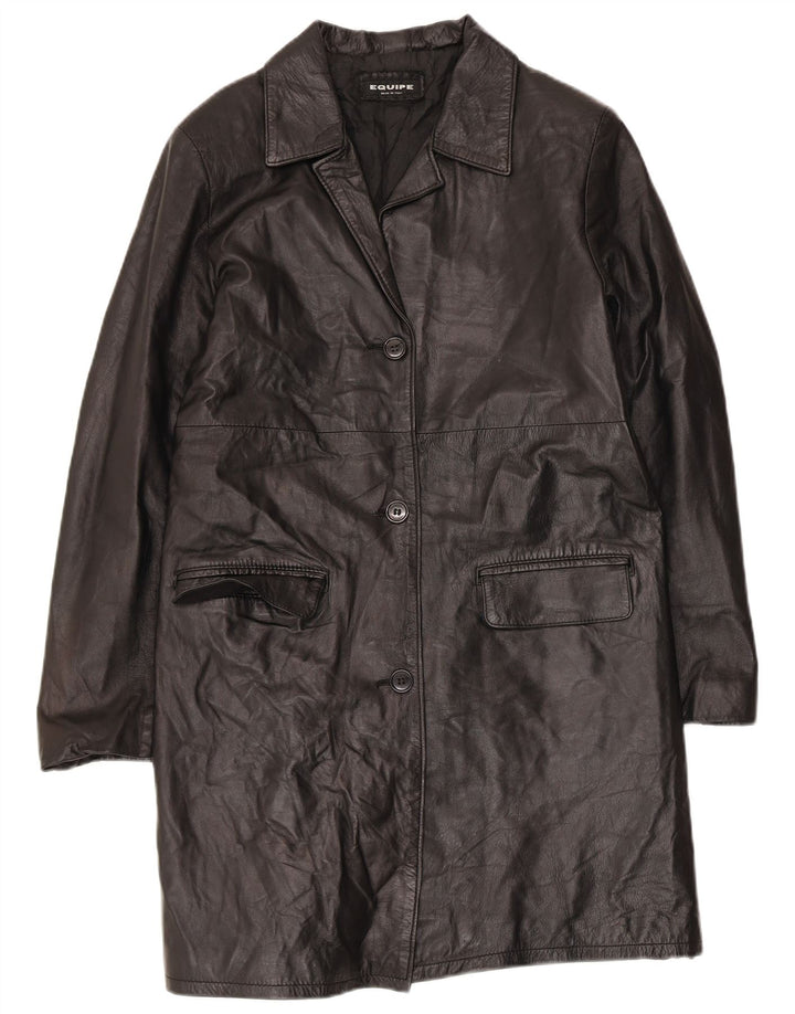 Equipe Damen Ledermantel IT 46 Large Schwarz