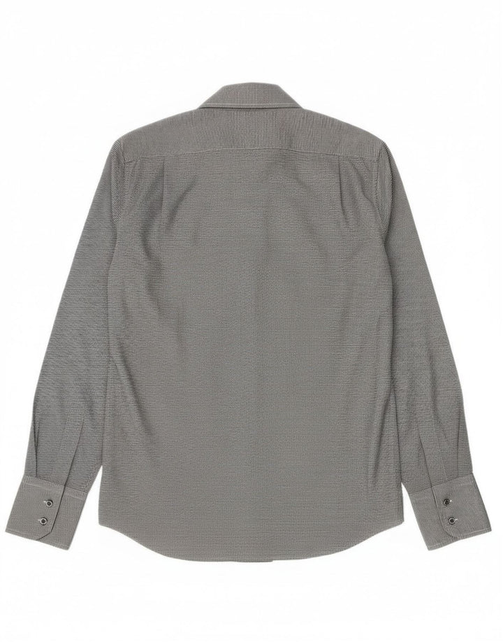 Hugo Boss Herrenhemd, kleine graue Nadelstreifen-Baumwolle