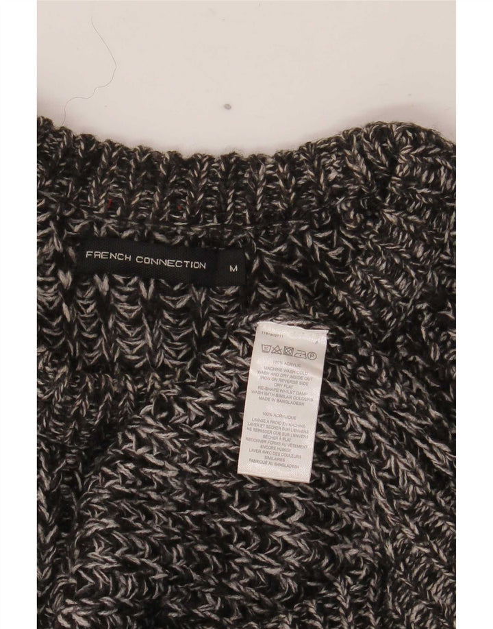 French Connection Herren-Pullover mit U-Boot-Ausschnitt, Mittelgrau geflecktes Acryl