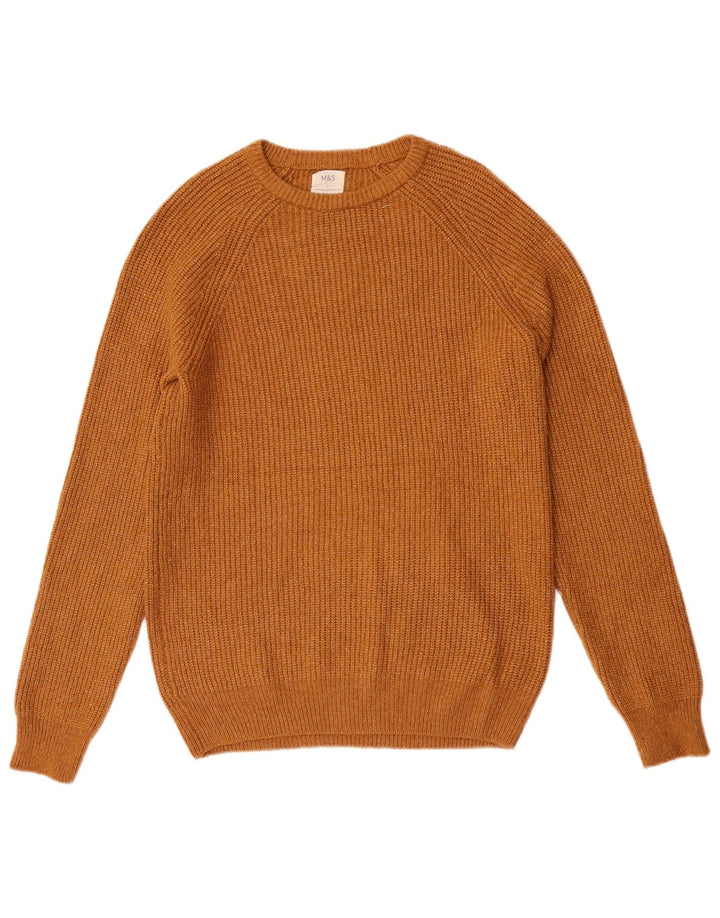 Marks & Spencer Herren-Pullover mit U-Boot-Ausschnitt, klein, braun, Polyamid