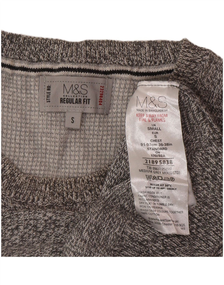 Marks & Spencer Herren-Pullover mit Rundhalsausschnitt, Größe S, Grau meliert