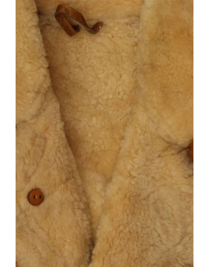 VINTAGE Herren Shearling Jacke UK 40 Großes braunes Leder