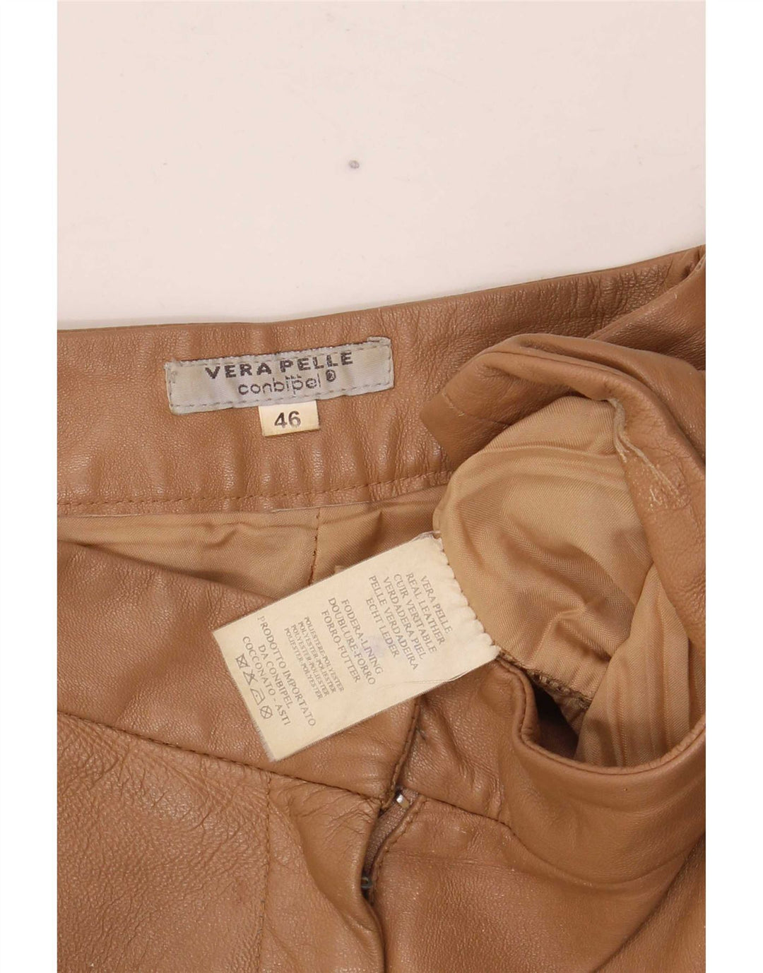 Conbipel Damen Bootcut-Lederhose IT 46 Large W34 L32 Beige