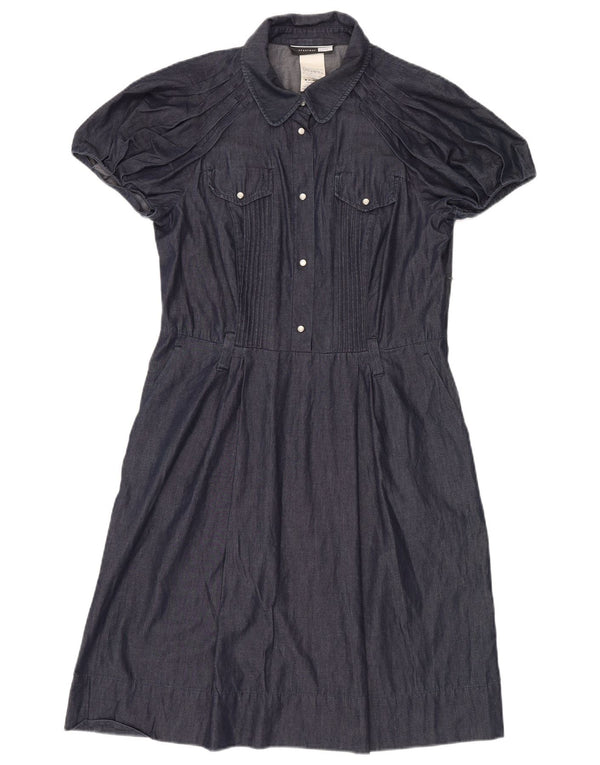 Sportmax Damen Jeanskleid UK 16 Große marineblaue Baumwolle