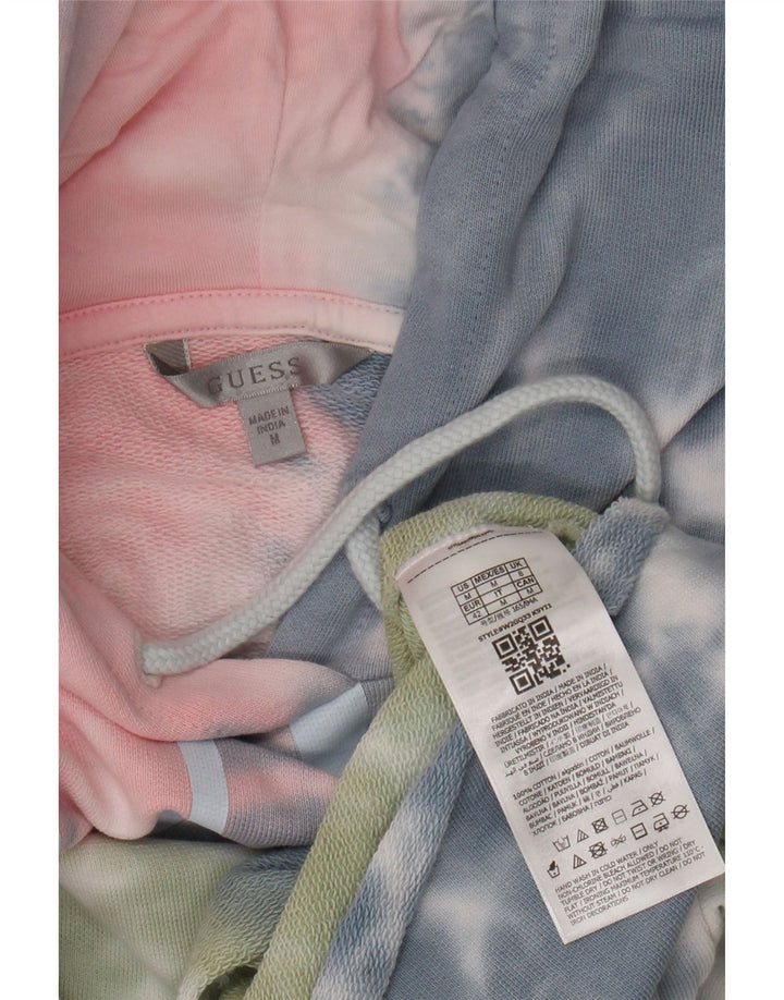 GUESS Womens Oversized Crop Hoodie Jumper UK 8 Medium Multicoloured