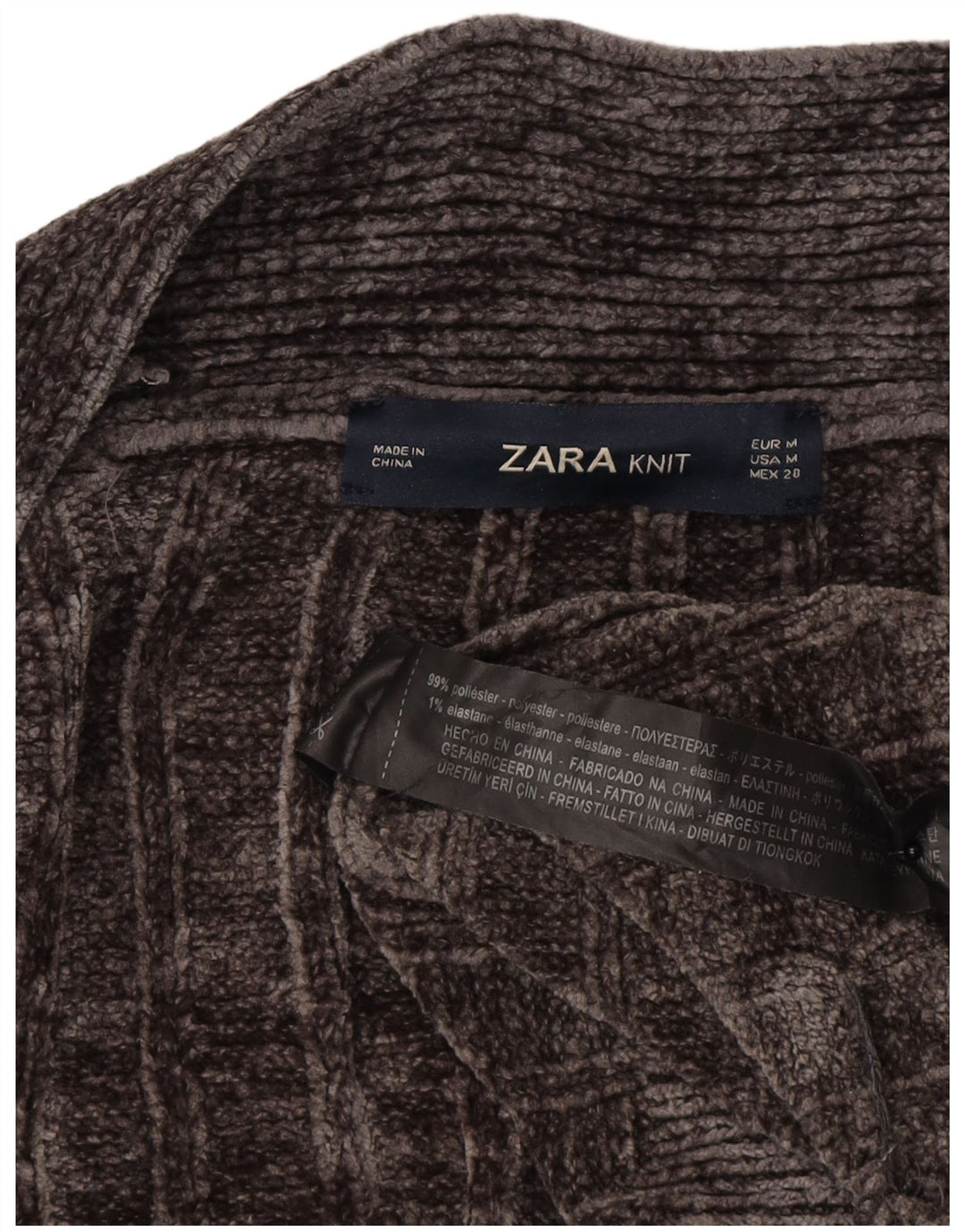 Zara Damen-Strickjacke, übergroß, lang geschnitten, offen, Gr. 14, Mittelgrau