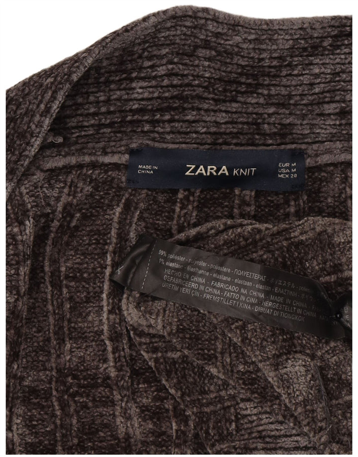 Zara Damen-Strickjacke, übergroß, lang geschnitten, offen, Gr. 14, Mittelgrau