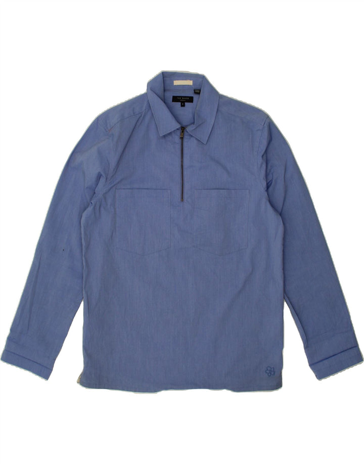 TED BAKER Womens Loose Fit Pullover Shirt Size 2 Small Blue Cotton Vintage Ted Baker and Second-Hand Ted Baker from Messina Hembry 