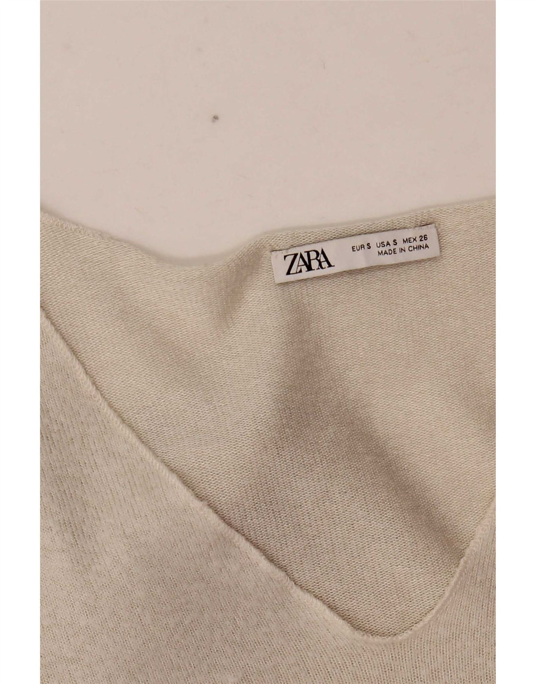 Zara Damen Top Langarm UK 10 Small Weiß
