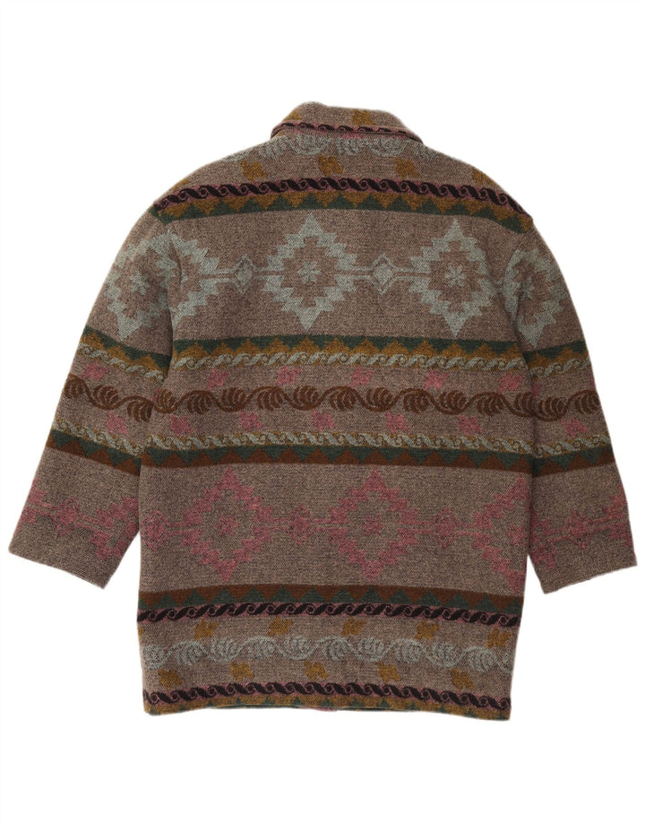 Vintage Damen Mantel UK 14 Groß Grau Geometrisch
