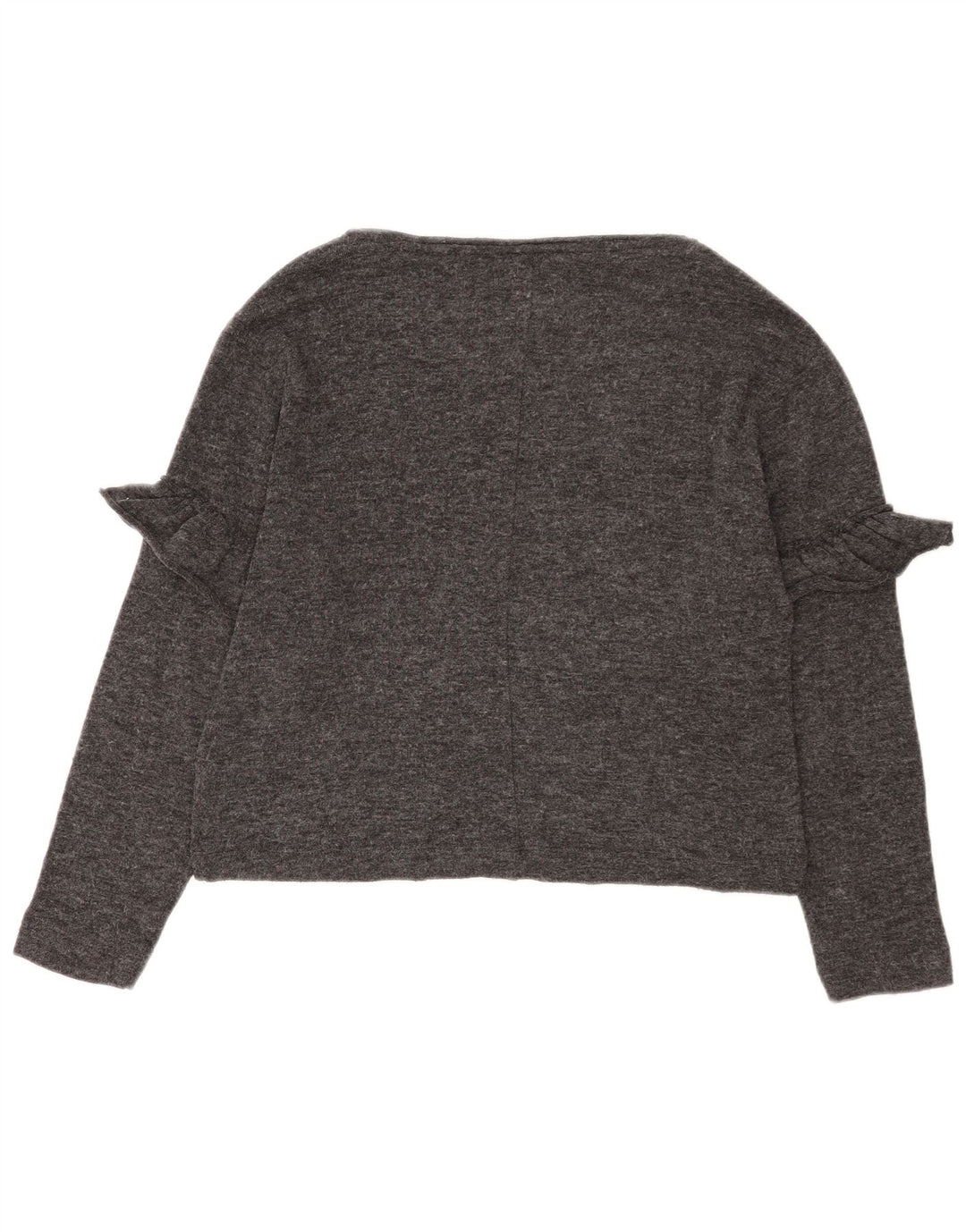 Zara Damen Crop Oversized Top Langarm UK 10 Small Grau Polyester
