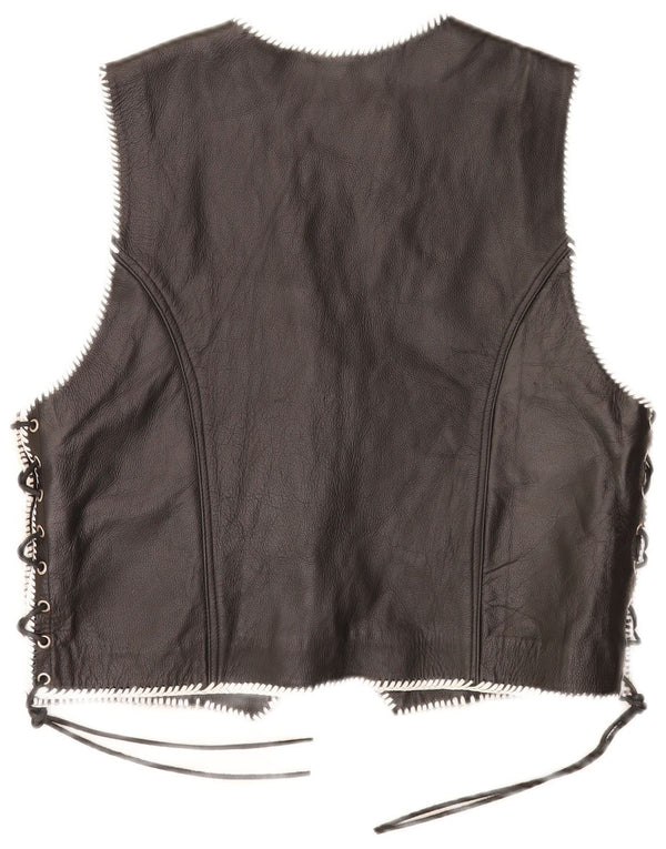 MDM Herren Motorstyle Lederweste Large Schwarz