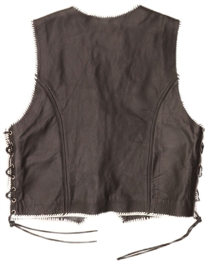 MDM Herren Motorstyle Lederweste Large Schwarz