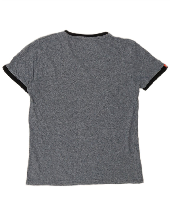 Superdry Herren T-Shirt-Oberteil aus mittelblau gefleckter Baumwolle