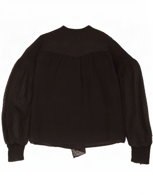 Zara Damen-Hemdbluse mit Frontschnürung, übergroß, Gr. 14, mittelschwarz gefleckt