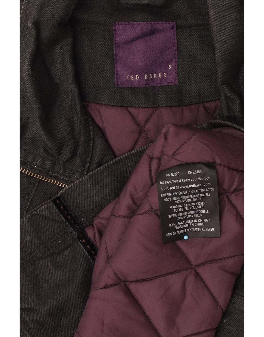 Ted Baker Herren-Utility-Jacke, Größe 5 XL, schwarze Baumwolle