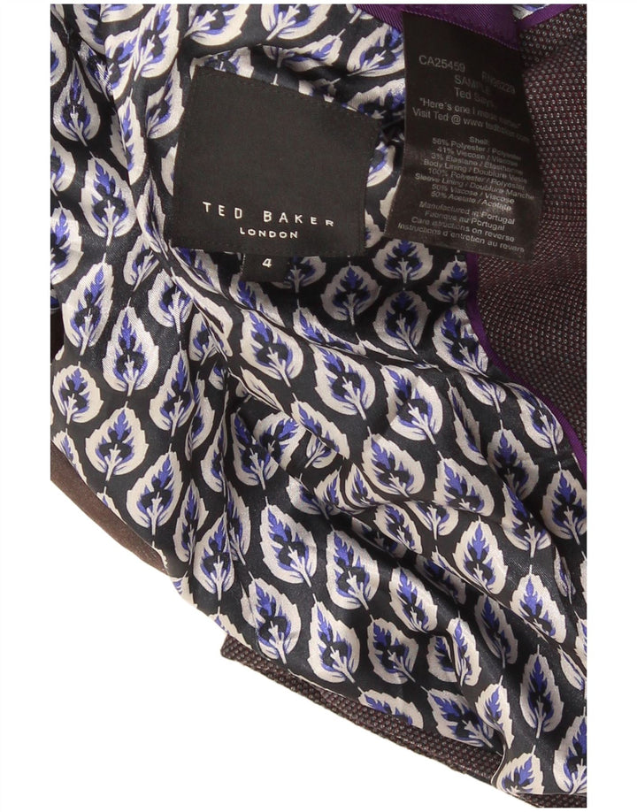 Ted Baker Herren-Blazer mit 2 Knöpfen, Größe 4, groß, lila, Polyester, modern