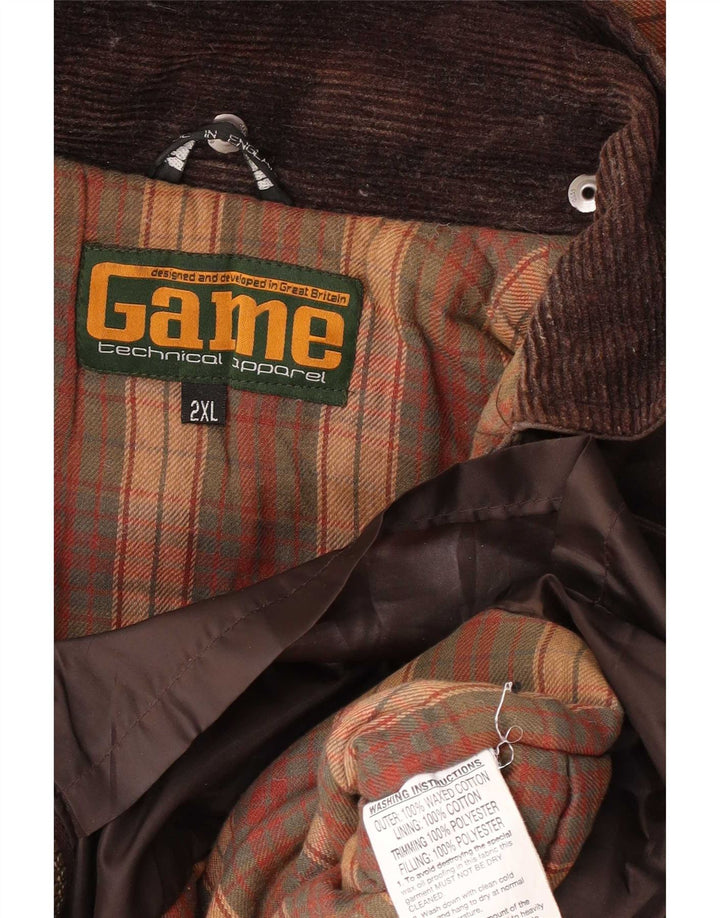Game Technical Apparel Herren-Jacke aus gewachster Baumwolle mit Kapuze, UK 44, 2XL, Braun
