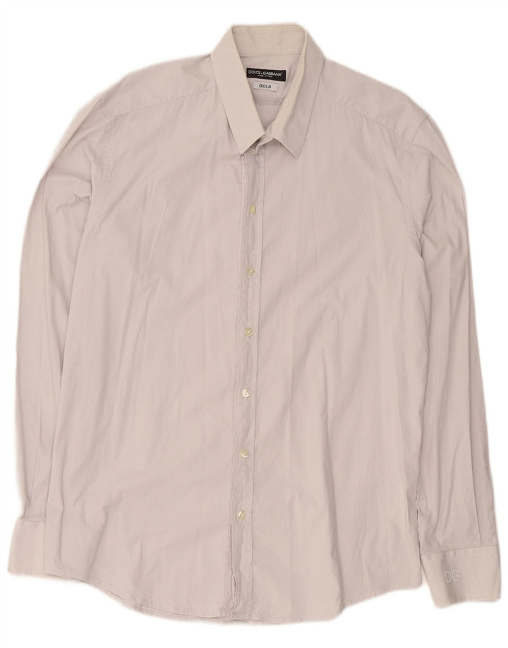 Dolce & Gabbana Herrenhemd Größe 44 17 1/2 XL Graue Baumwolle