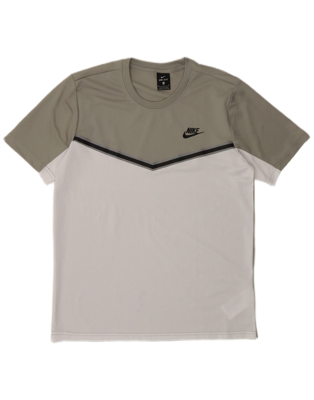 Nike Herren Dri Fit T-Shirt-Oberteil Mittelgraues Colourblock-Polyester