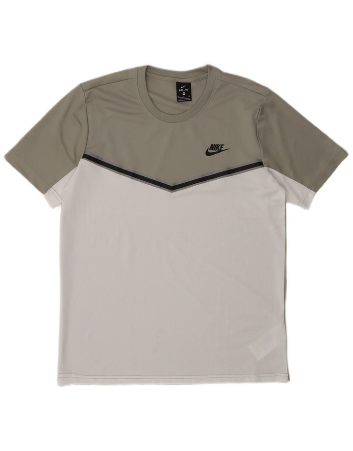 Nike Herren Dri Fit T-Shirt-Oberteil Mittelgraues Colourblock-Polyester