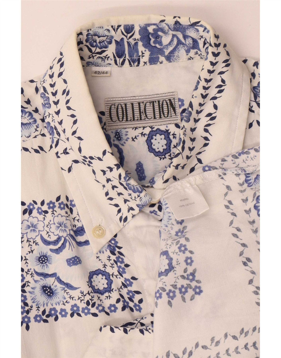 Kollektion Damen-Hemd, Größe 42/44, groß, weiße Baumwolle mit Blumenmuster