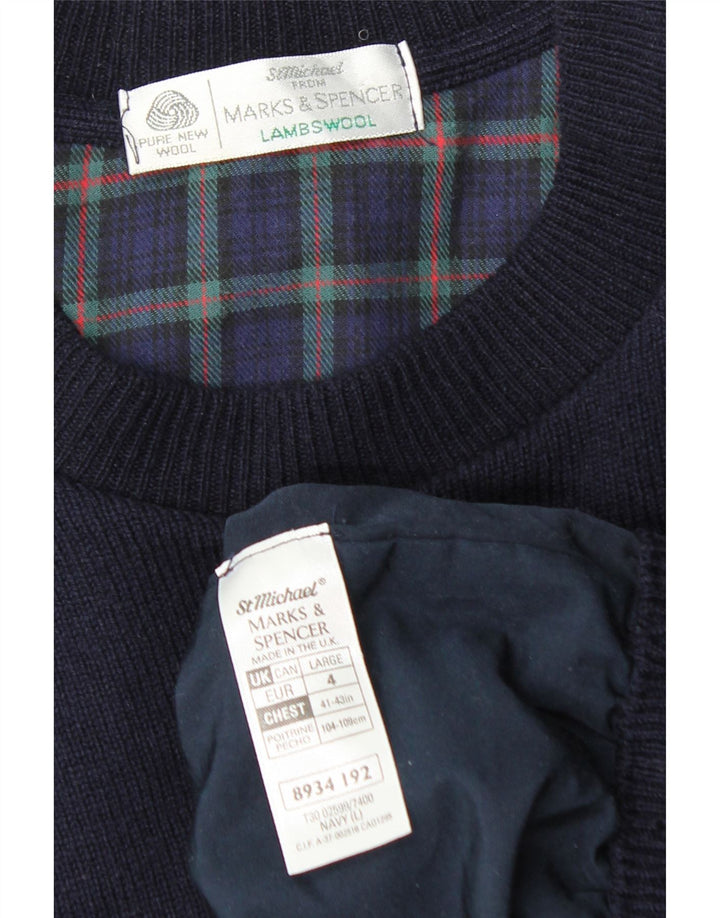 Marks & Spencer Herren-Pullover mit Rundhalsausschnitt, groß, marineblaue Schurwolle