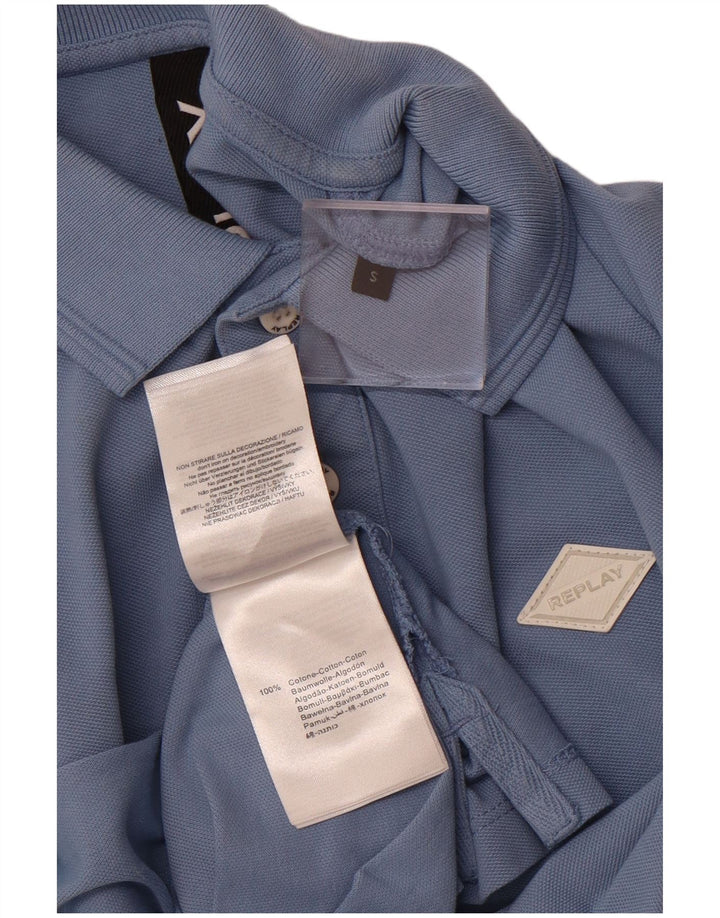 REPLAY Herren-Poloshirt, kleine blaue Baumwolle