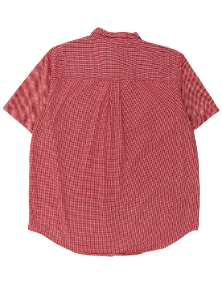Chaps Herren-Kurzarmhemd XL aus roter Gingham-Baumwolle