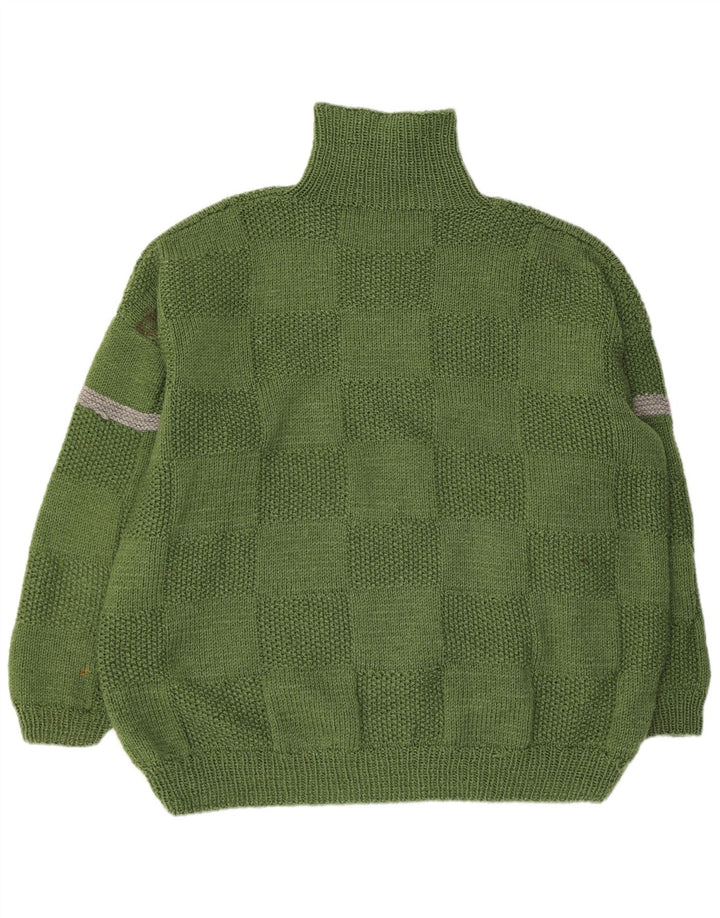 Vintage Herren Rollkragenpullover Pullover 2XL Grün gestreift