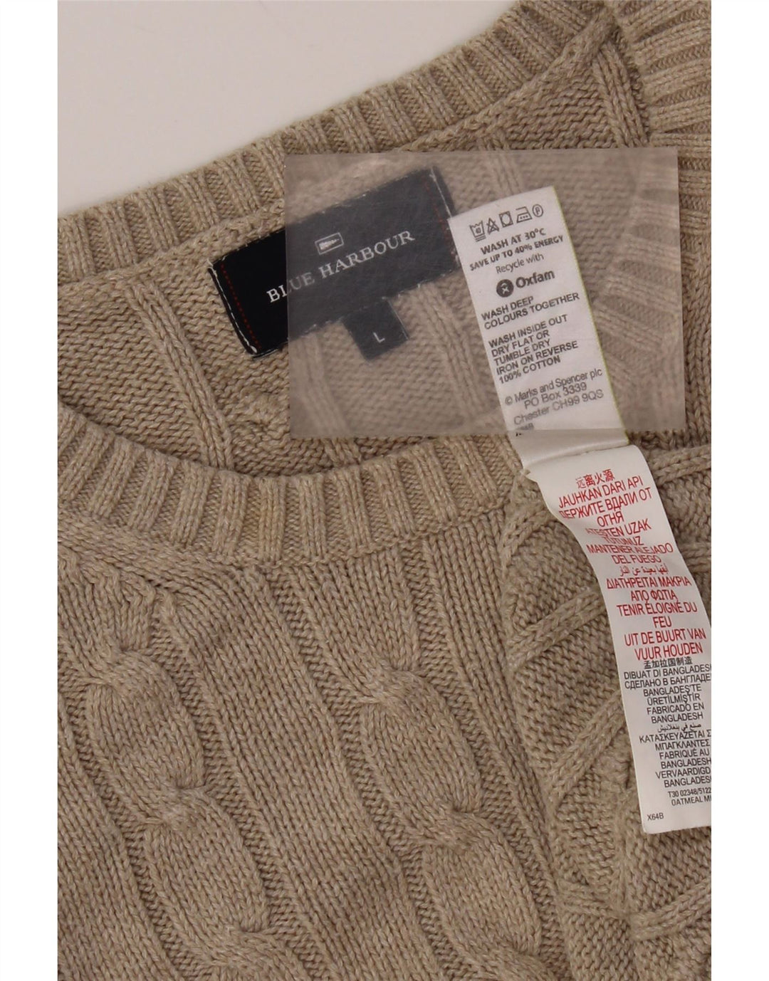 Marks & Spencer Herren-Pullover „Harbor“ mit Rundhalsausschnitt, Blau, Größe L, Grau