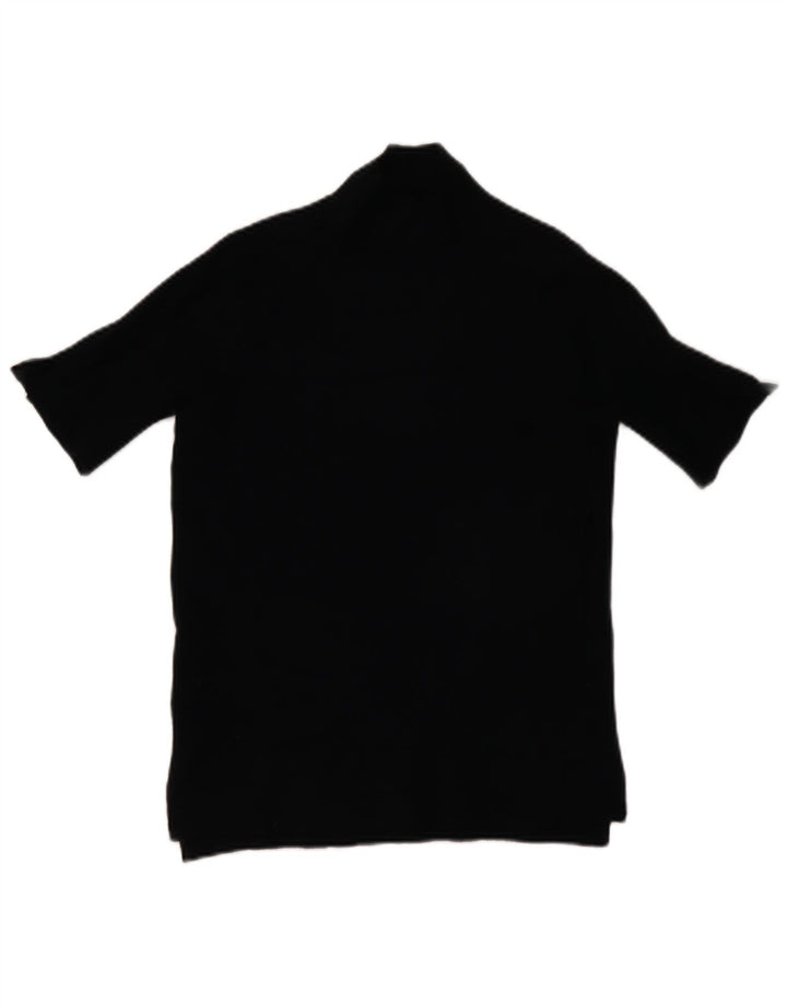 Zara Damen Strick-Kurzarmoberteil UK 12 Mittelschwarze Viskose