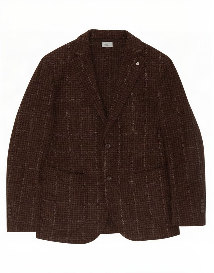 Dandy Herren-Strickblazer in limitierter Auflage, IT 50, großes Khaki-Karomuster