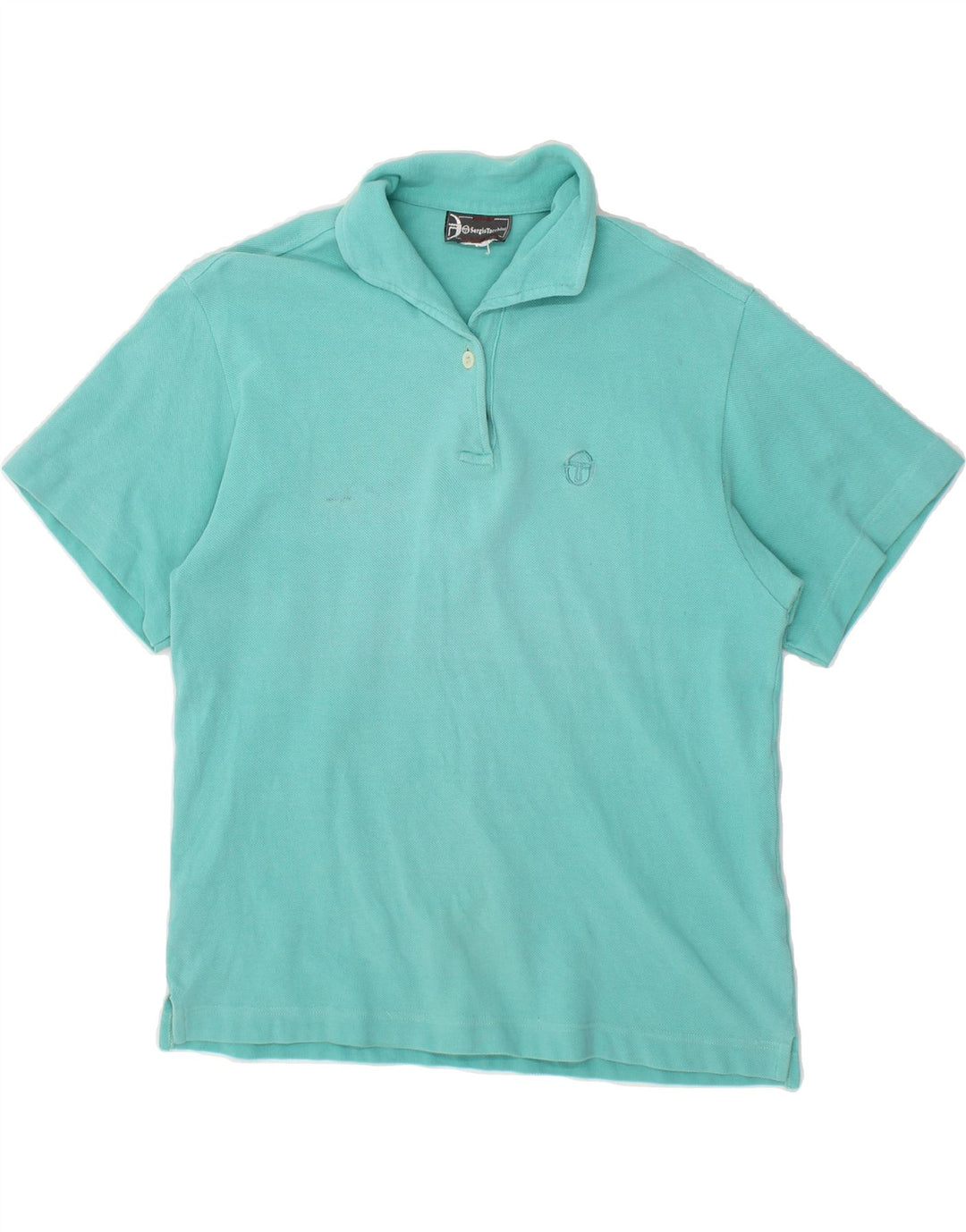 SERGIO TACCHINI Womens Polo Shirt UK 12 Medium Turquoise Cotton Vintage Sergio Tacchini and Second-Hand Sergio Tacchini from Messina Hembry 