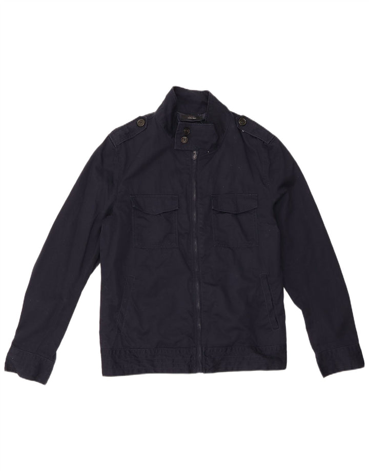 ZARA Herren Militärjacke UK 40 Large Marineblau Polyester