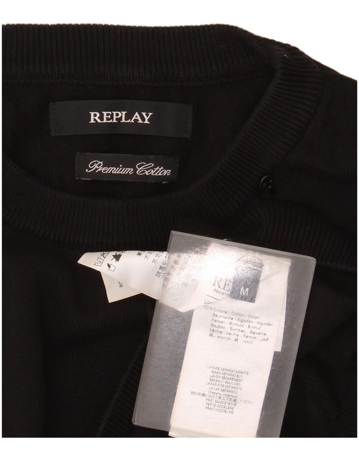 Replay Herren-Pullover mit Rundhalsausschnitt, mittelschwarze Baumwolle