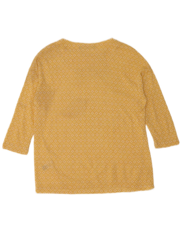 Marks & Spencer Damen-Top, 3/4-Ärmel, UK 12, mittelgelb, geometrisch