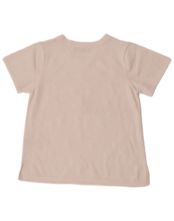 Marks & Spencer Grafik-T-Shirt für Damen, UK 10, Größe S, weiße, geblümte Viskose