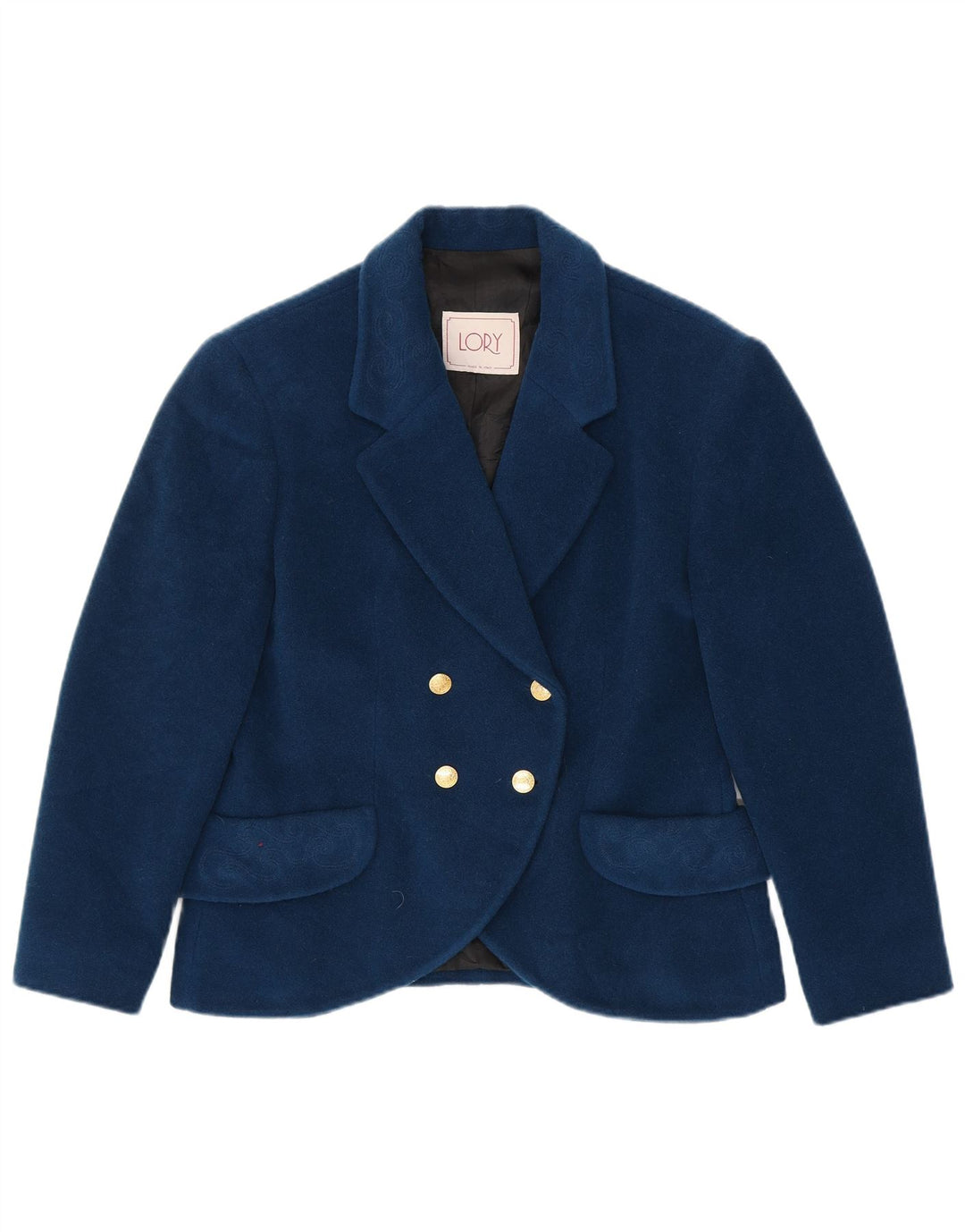 Vintage Damen Zweireihige Blazerjacke IT 46 Groß Marineblau