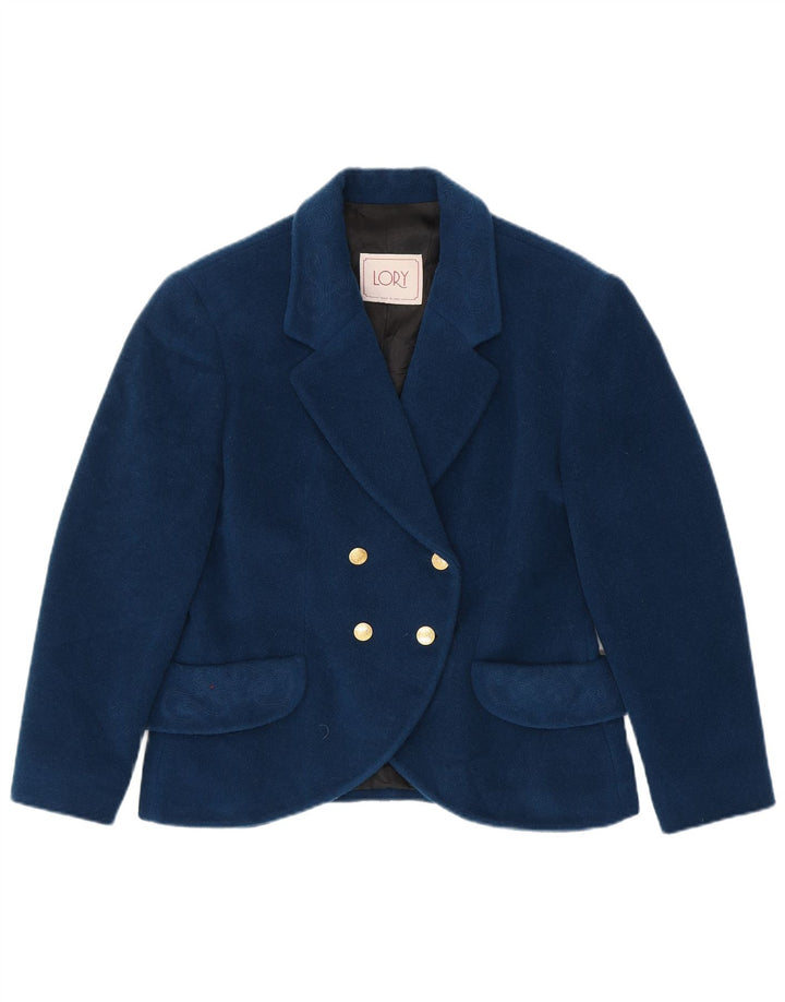 Vintage Damen Zweireihige Blazerjacke IT 46 Groß Marineblau