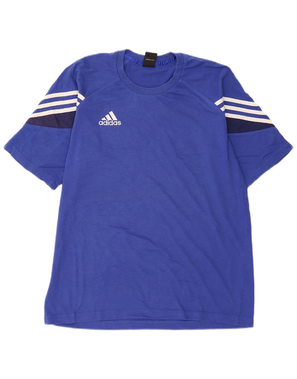 Adidas Herren Grafik T-Shirt Top UK 40/42 Mittelblaue Colourblock-Baumwolle