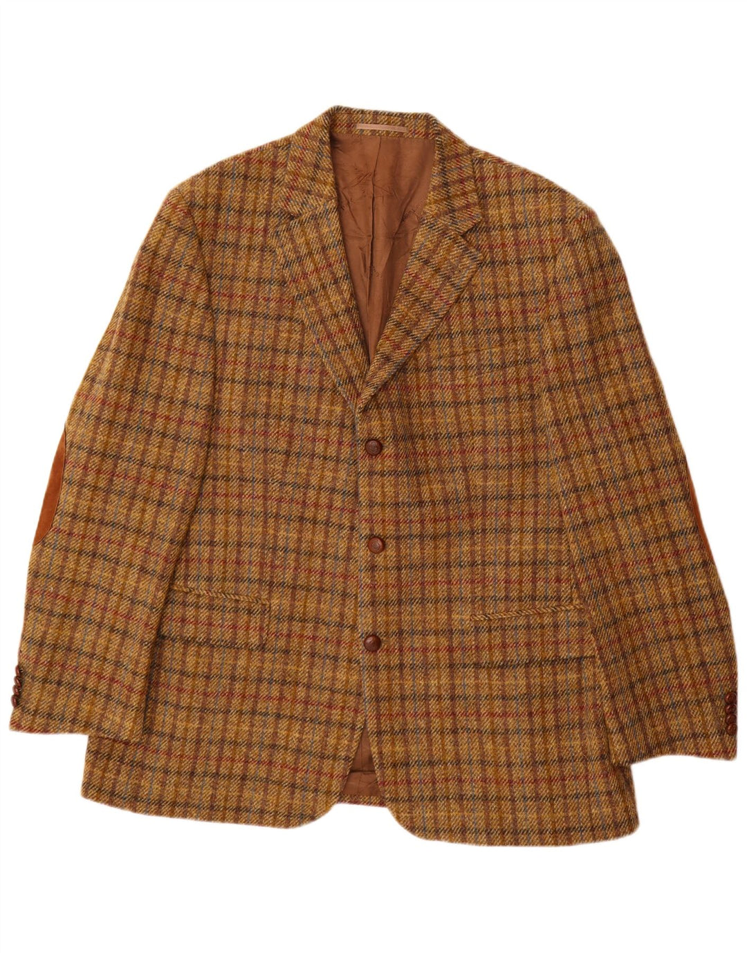 Harris Tweed Herren-Blazer mit 3 Knöpfen, Gr. 40, groß, braun kariert