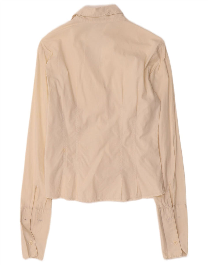 Benetton Formales Damenhemd UK 6 XS aus cremefarbener Baumwolle