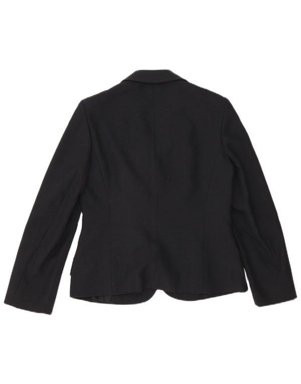 Vintage Damen 2-Knopf-Blazerjacke UK 12 Mittelschwarzes Polyester