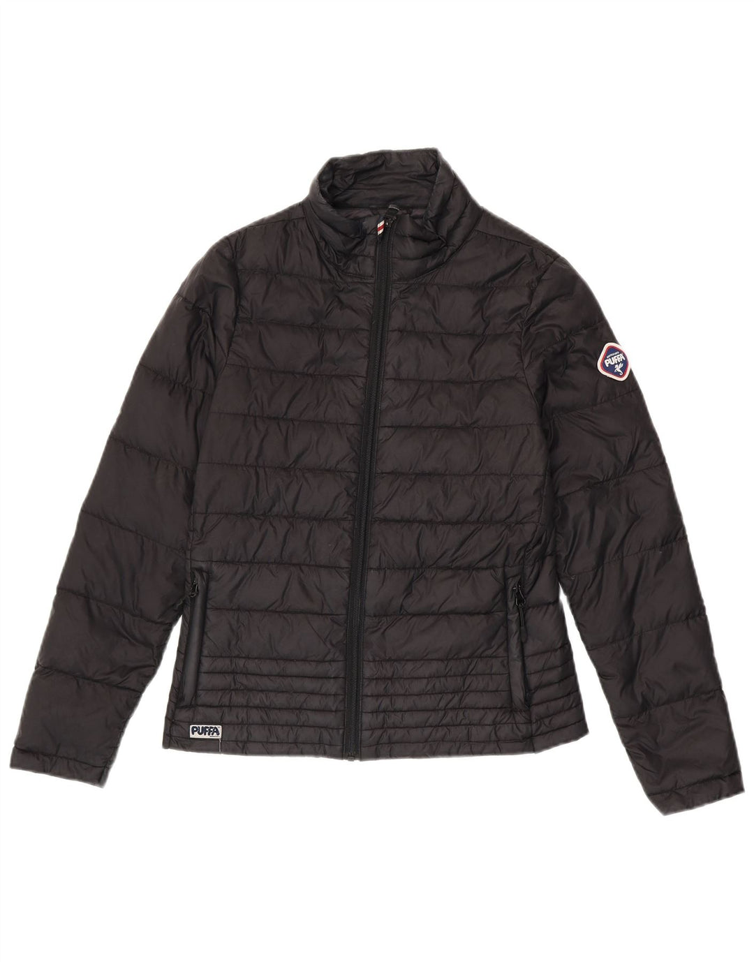 PUFFA Wattierte Damenjacke, Größe 8 XS, schwarzes Nylon
