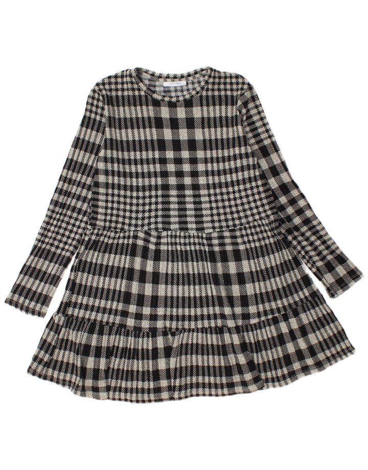 Zara Damen Strickkleid mit Stufen, UK 12, mittelgrau kariert